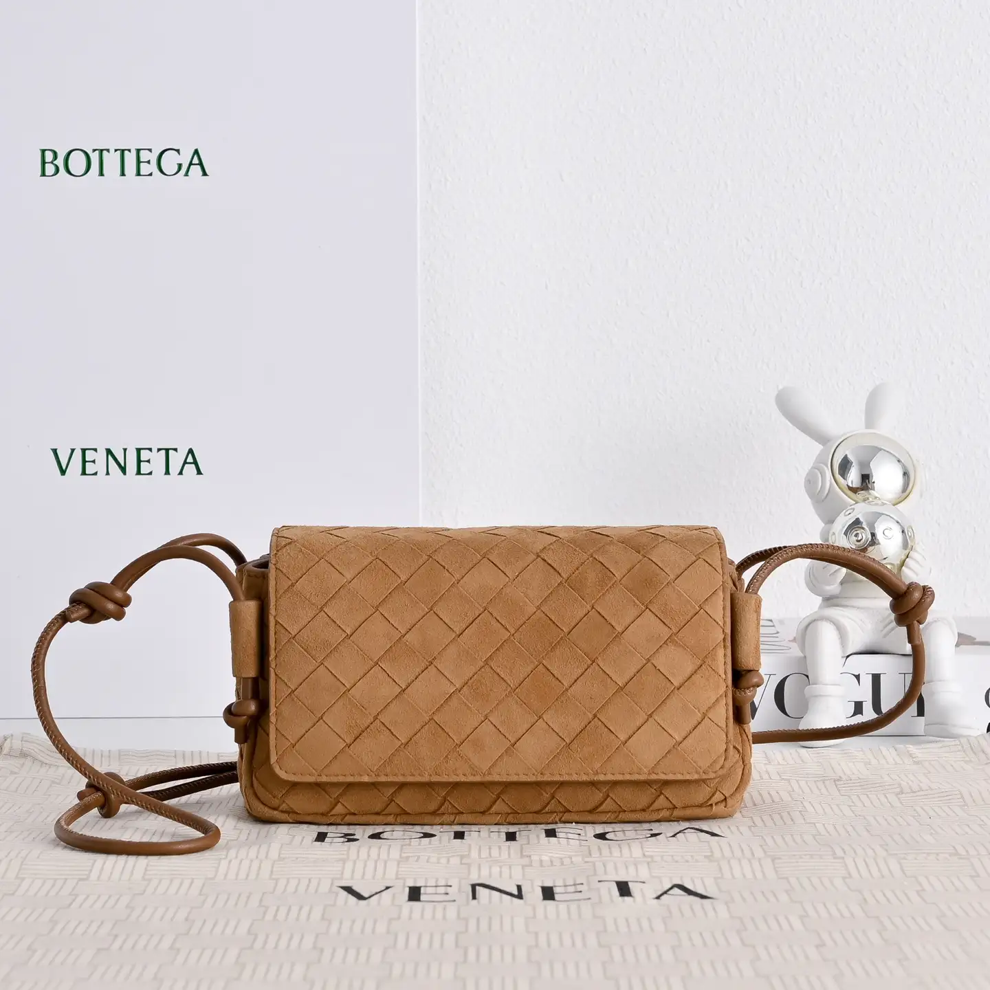 Bottega Veneta caramel suede crossbody bag catalog photo