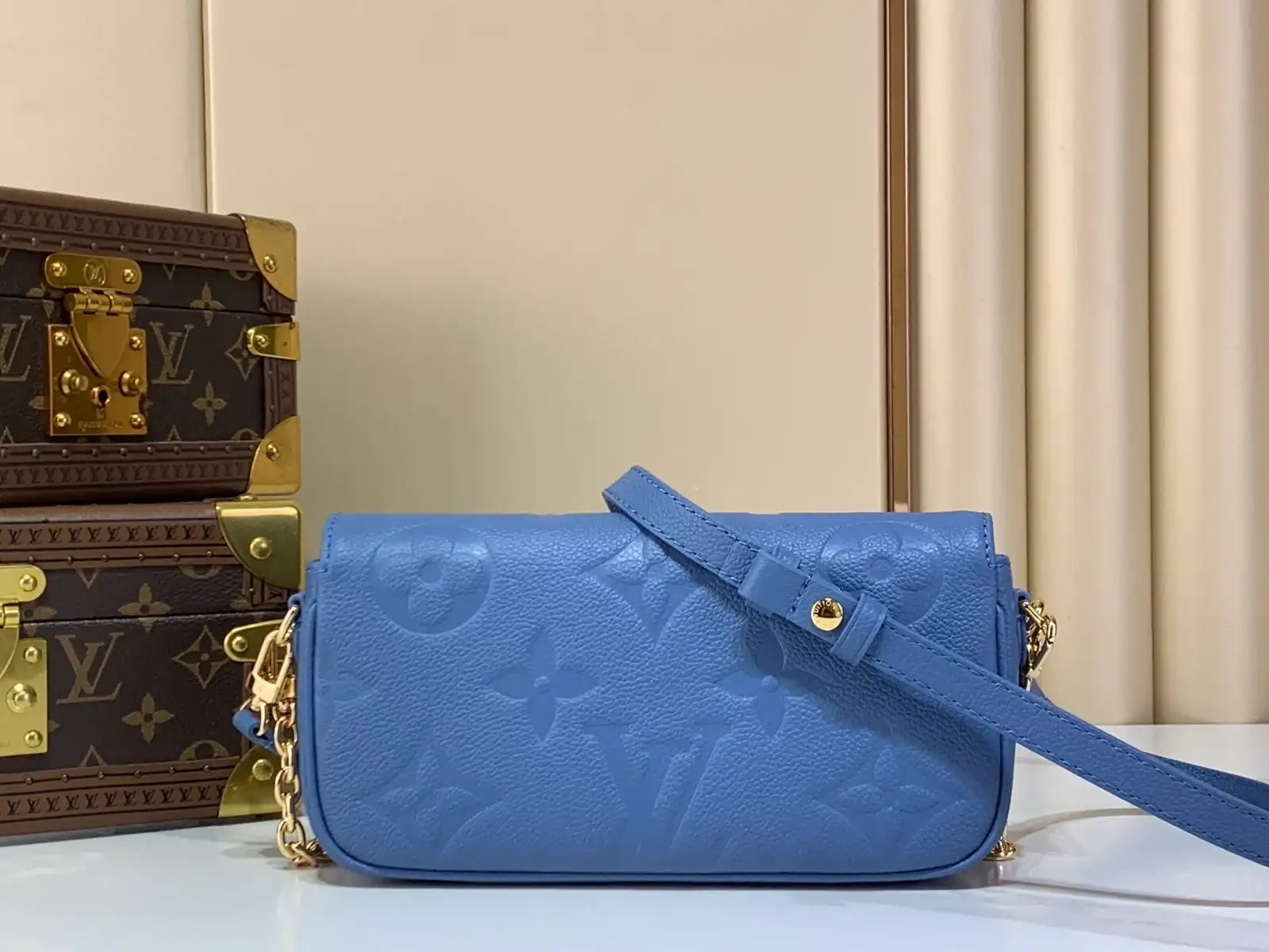 Louis Vuitton blue calfskin crossbody bag catalog photo