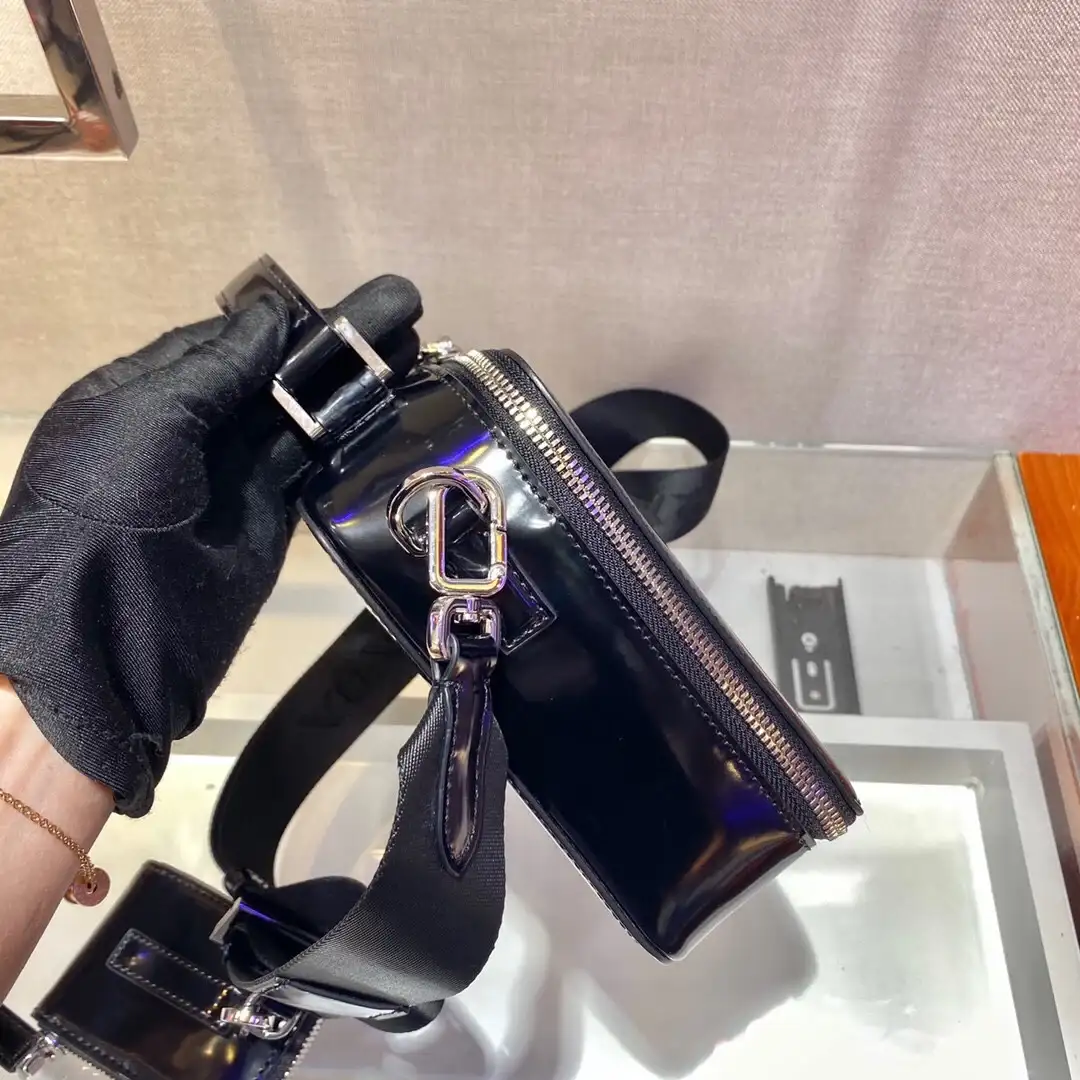 Prada black patent leather crossbody bag catalog photo
