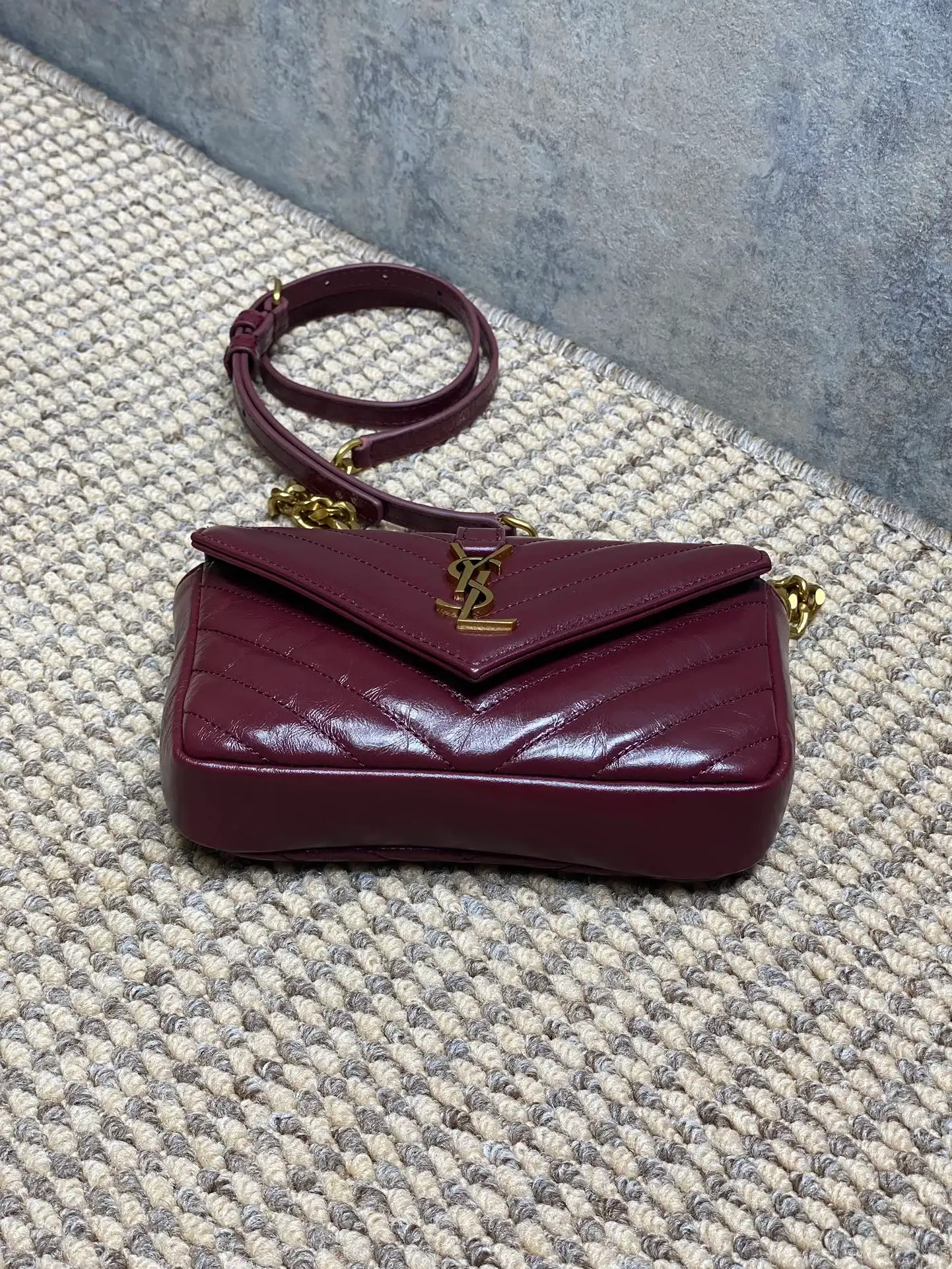 Saint Laurent burgundy quilted leather crossbody bag catalog photo