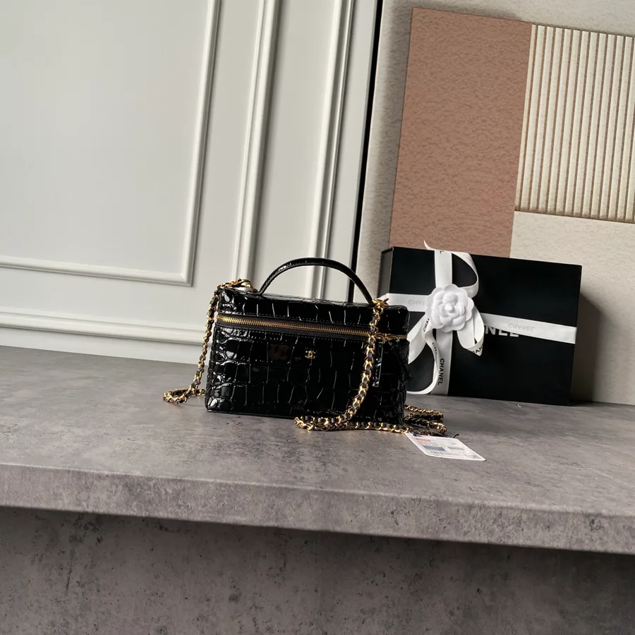 Chanel black patent leather mini bag catalog photo