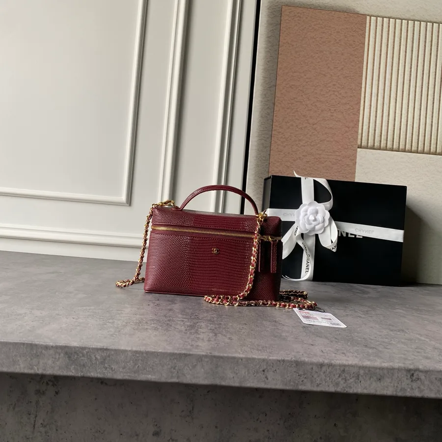Chanel burgundy caviar-grained leather mini bag catalog photo