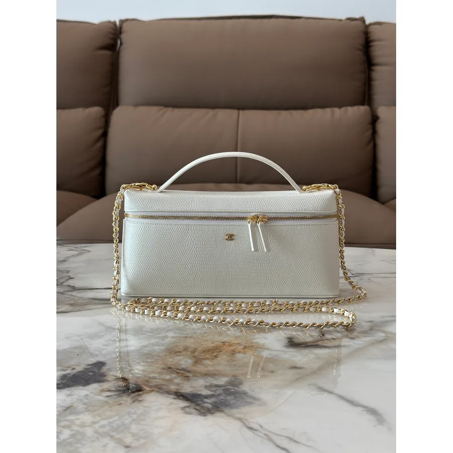 Chanel white caviar-grained leather mini bag catalog photo