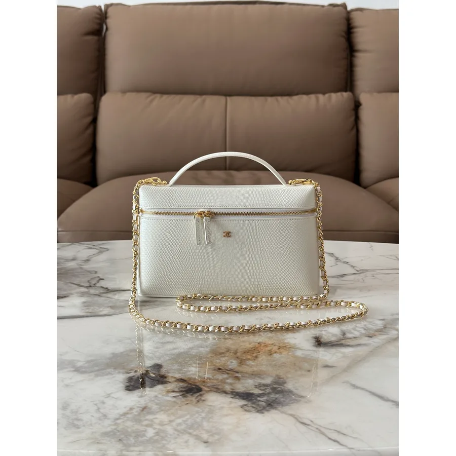 Chanel white caviar-grained leather mini bag catalog photo