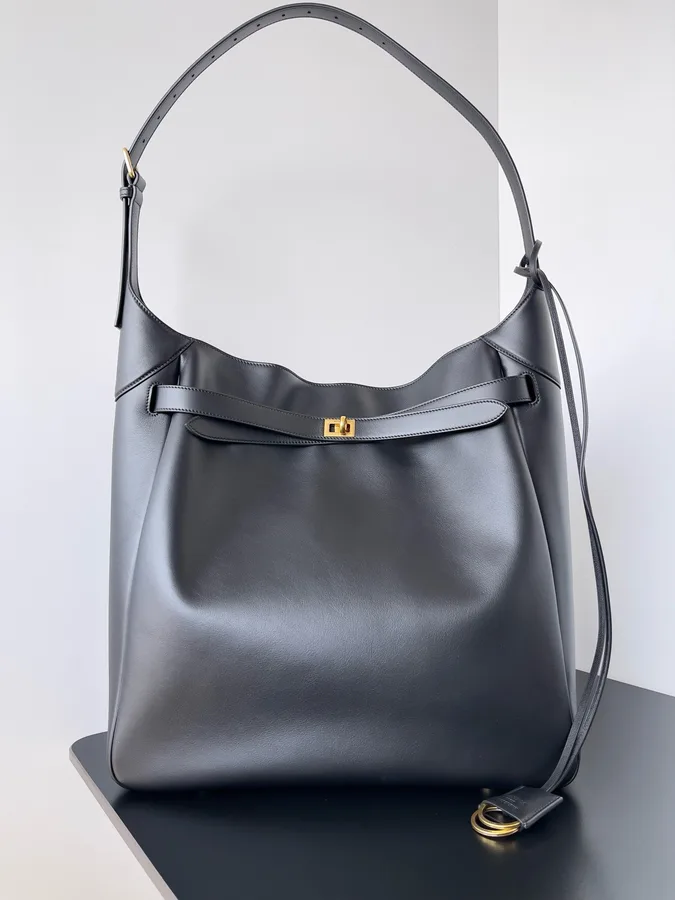 Borsa a spalla Balenciaga in pelle nera con manico corto e corpo diverso