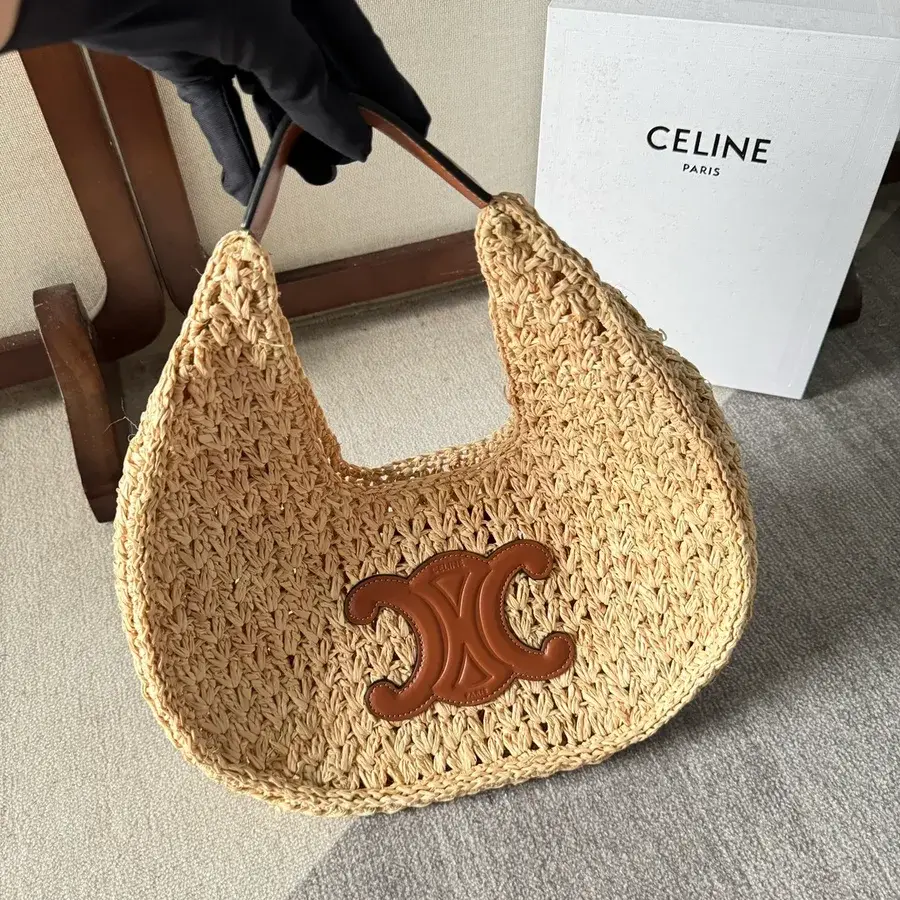 Celine caramel woven straw shoulder bag catalog photo