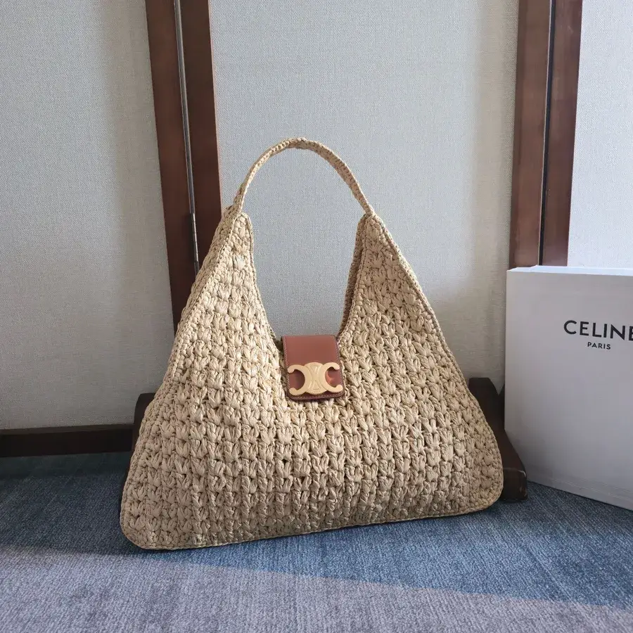 Celine caramel woven straw shoulder bag catalog photo