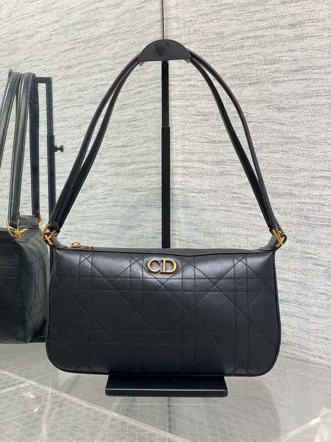 Dior black quilted leather shoulder bag catalog photo