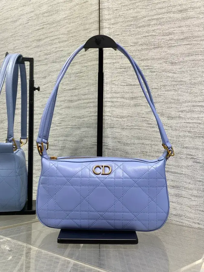 Dior washed blue quilted leather shoulder bag catalog photo