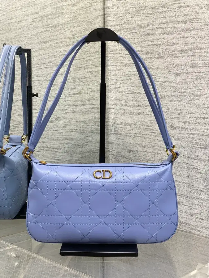 Dior washed blue quilted leather shoulder bag catalog photo