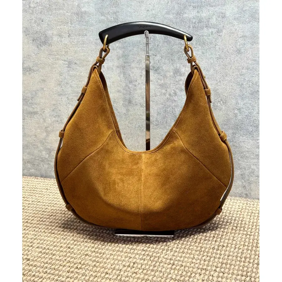 Saint Laurent caramel suede shoulder bag catalog photo