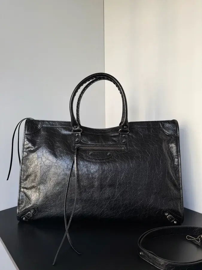 Balenciaga black leather tote bag catalog photo
