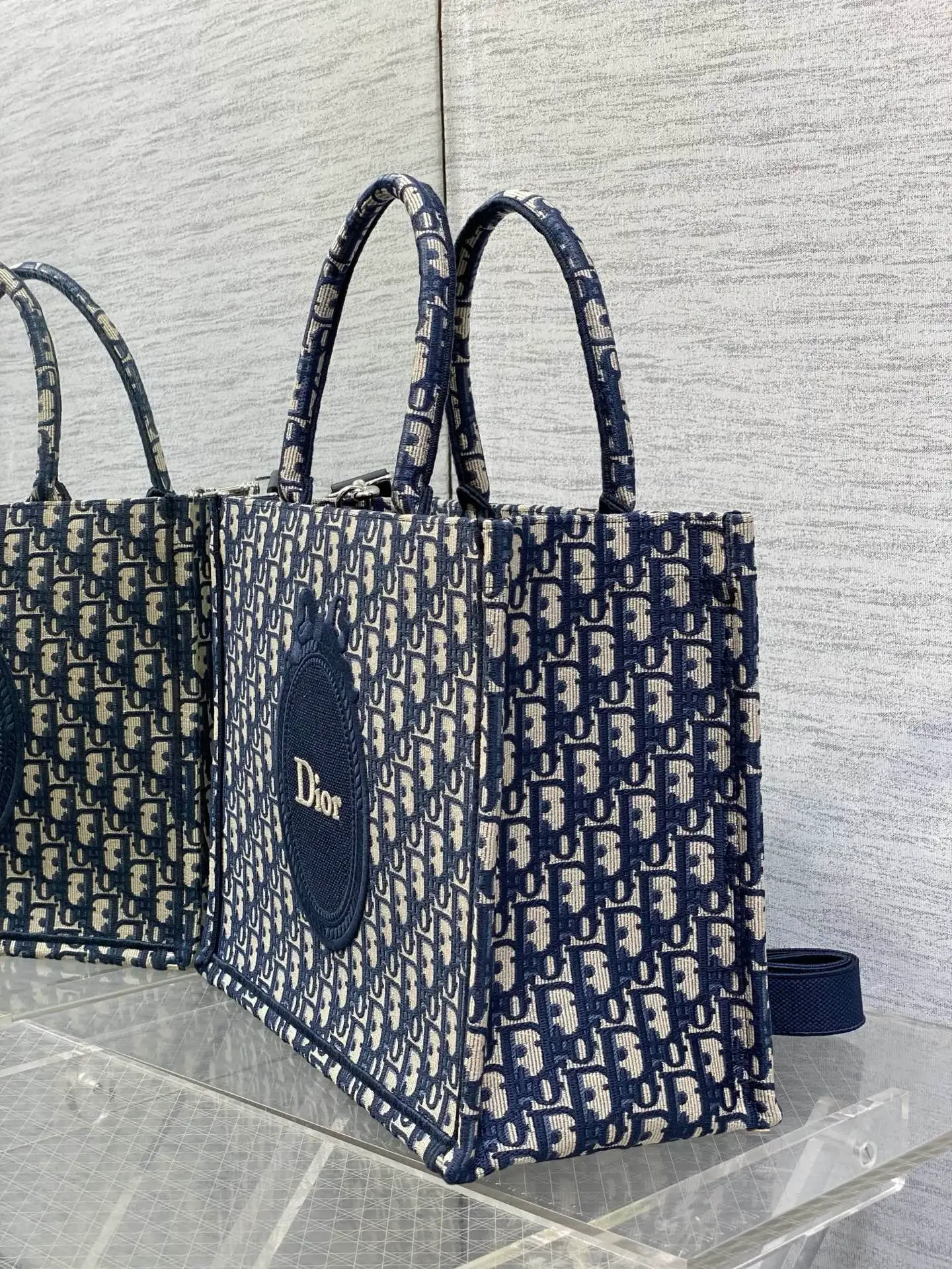 Dior navy canvas tote bag catalog photo