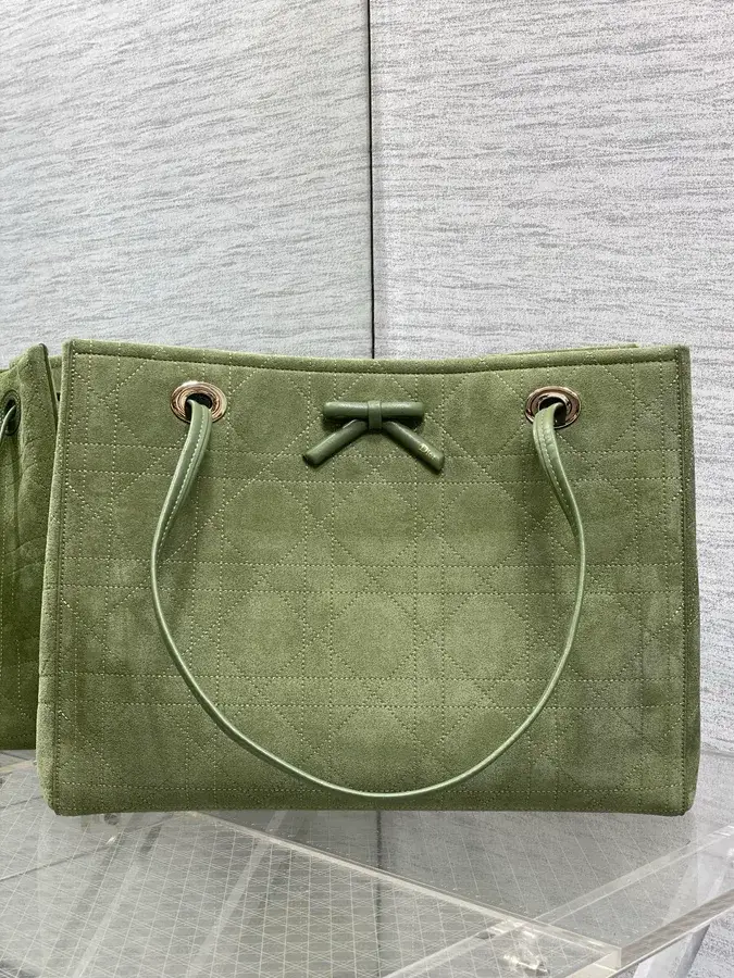 Dior green suede tote bag catalog photo