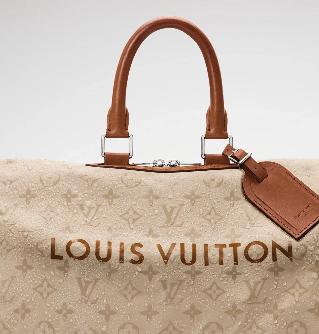 Louis Vuitton cream canvas tote bag catalog photo