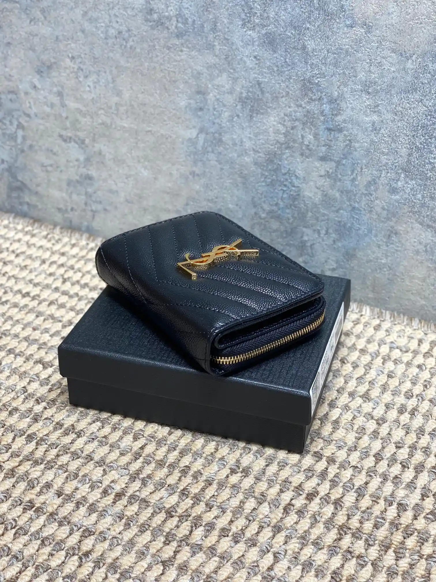 Saint Laurent black calfskin wallet catalog photo