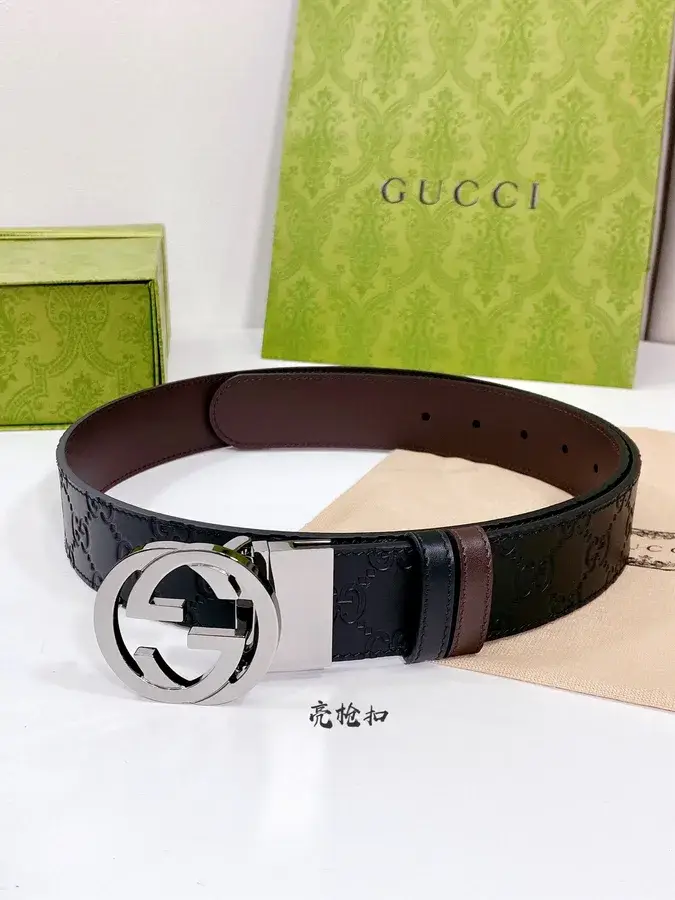 Gucci black leather belt catalog photo