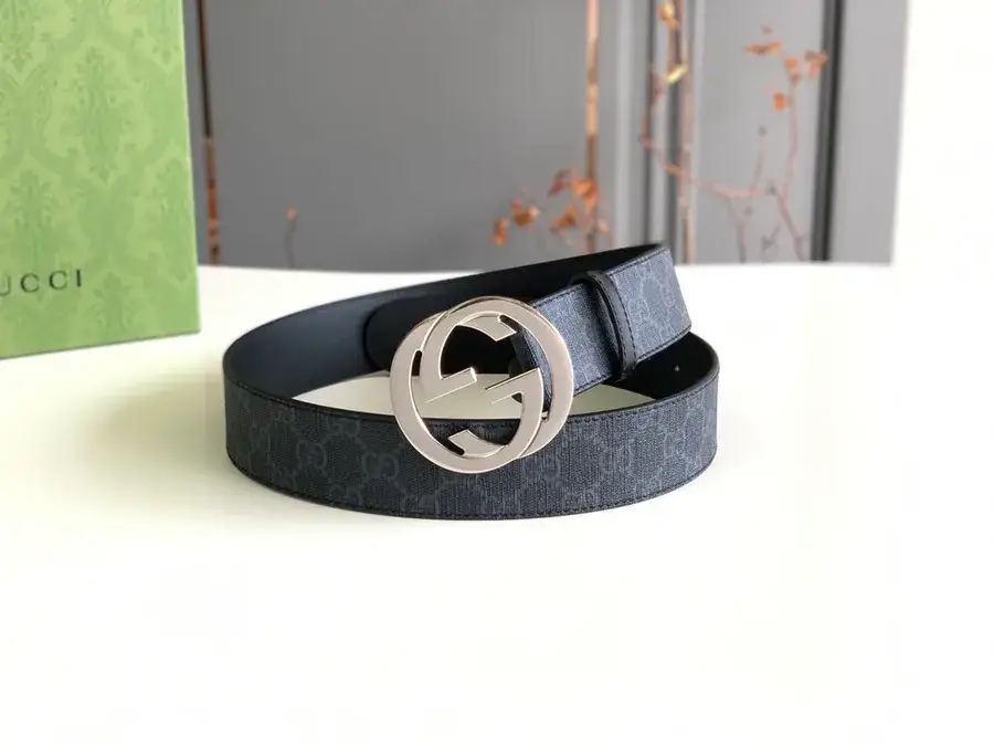 Gucci black canvas belt catalog photo