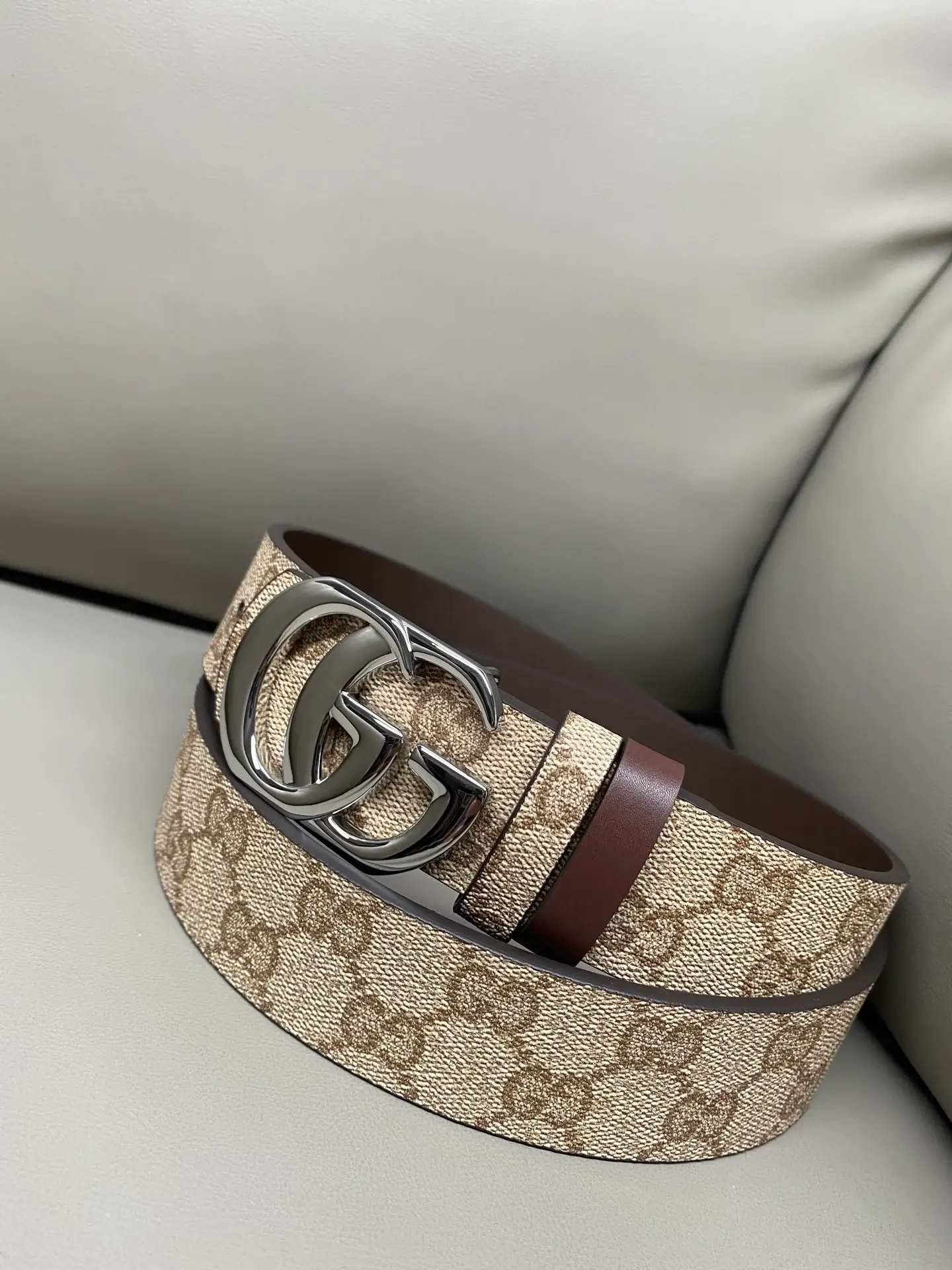 Gucci brown canvas belt catalog photo