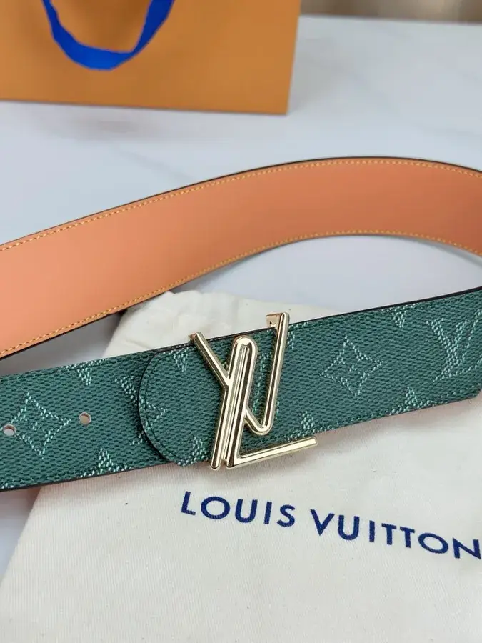 Louis Vuitton green canvas belt catalog photo