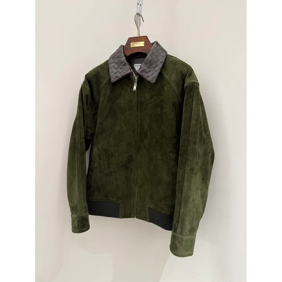 Bottega Veneta green suede garment catalog photo