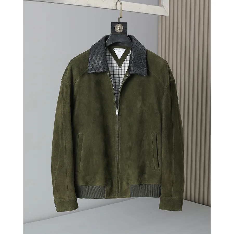 Bottega Veneta green suede garment catalog photo