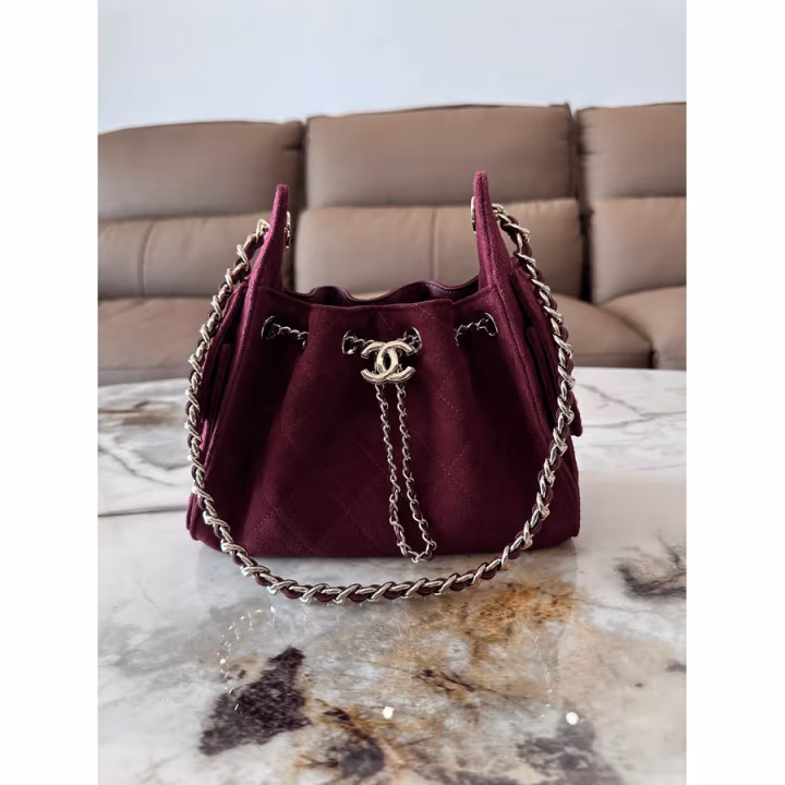 Chanel burgundy bucket bag — ref 823765