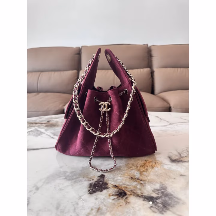 Chanel burgundy bucket bag — ref 823764