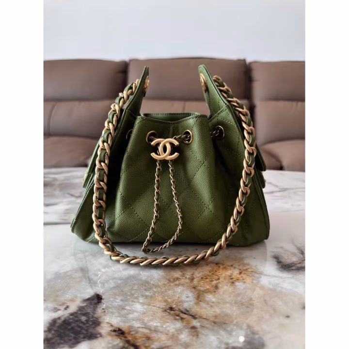 Chanel green bucket bag — ref 823753