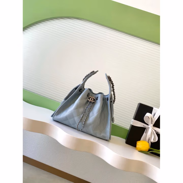 Chanel washed blue bucket bag — ref 807867