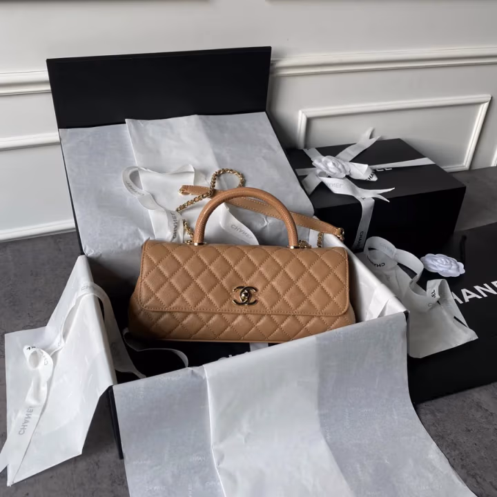 Chanel caramel caviar flap bag — ref 842147