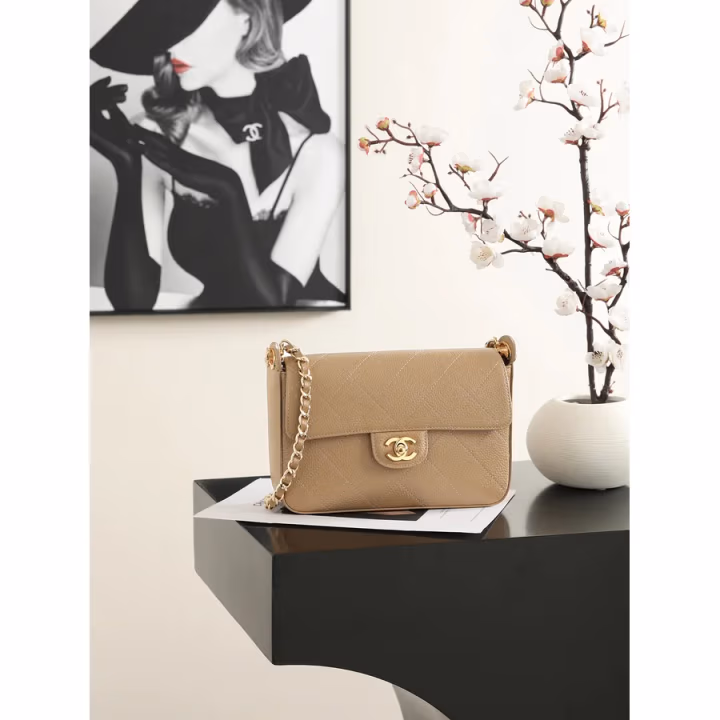 Chanel caramel caviar flap bag — ref 842962