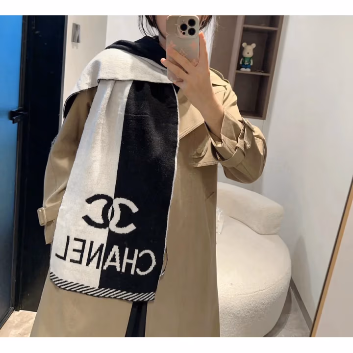 Chanel black silk scarf — ref 845032
