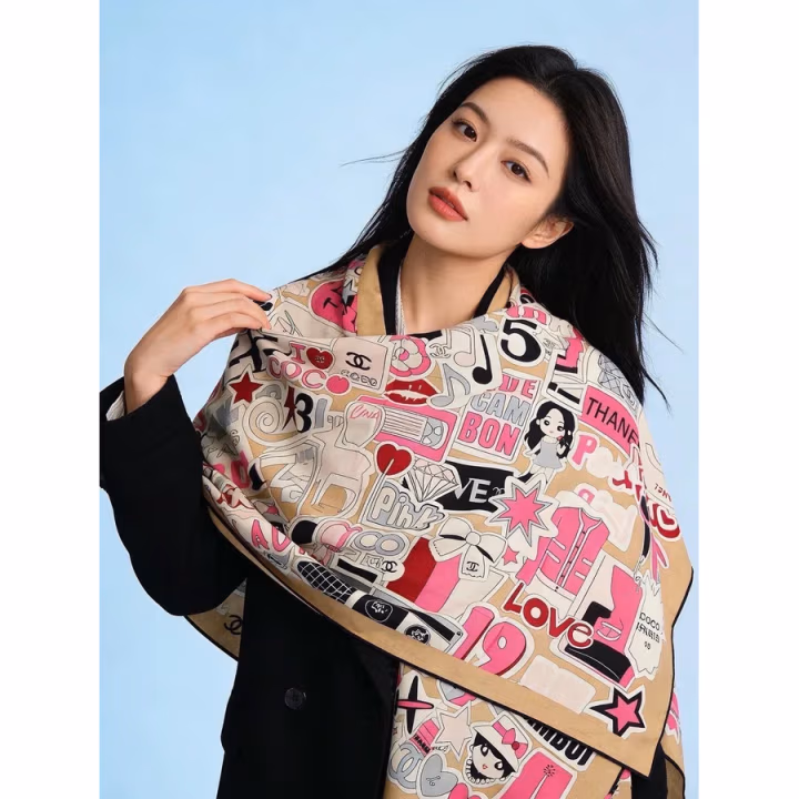 Chanel caramel silk scarf — ref 811690