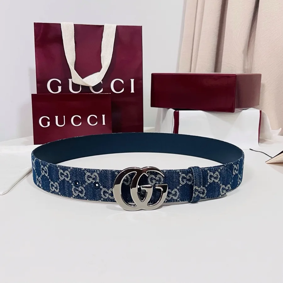 Gucci washed blue belt — ref 812227