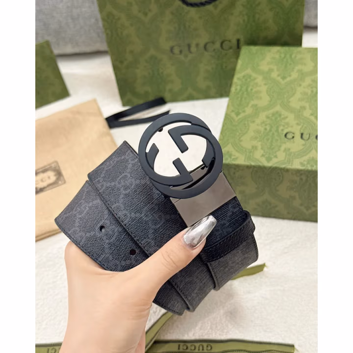 Gucci black canvas belt — ref 754908