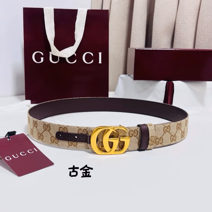 Gucci brown canvas belt — ref 812190