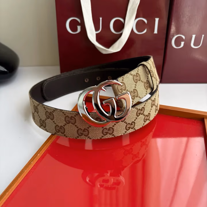 Gucci brown canvas belt — ref 812222