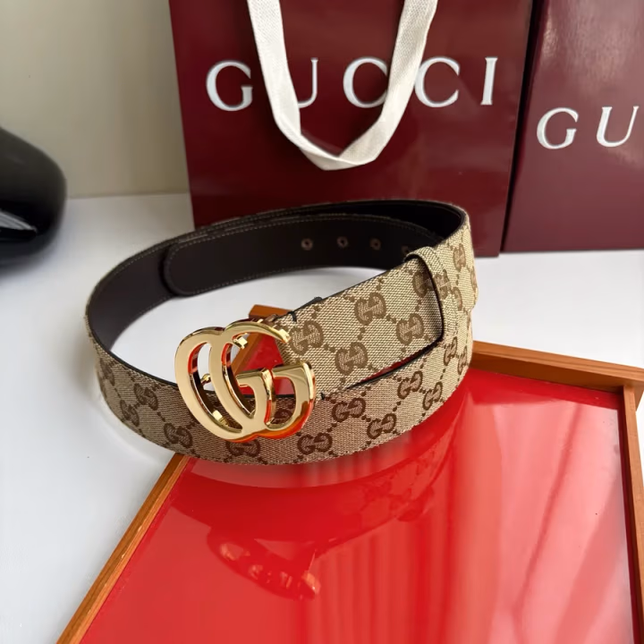 Gucci brown canvas belt — ref 812223