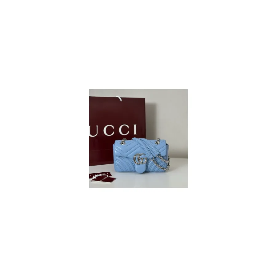 Gucci light blue Marmont flap bag — ref 770031