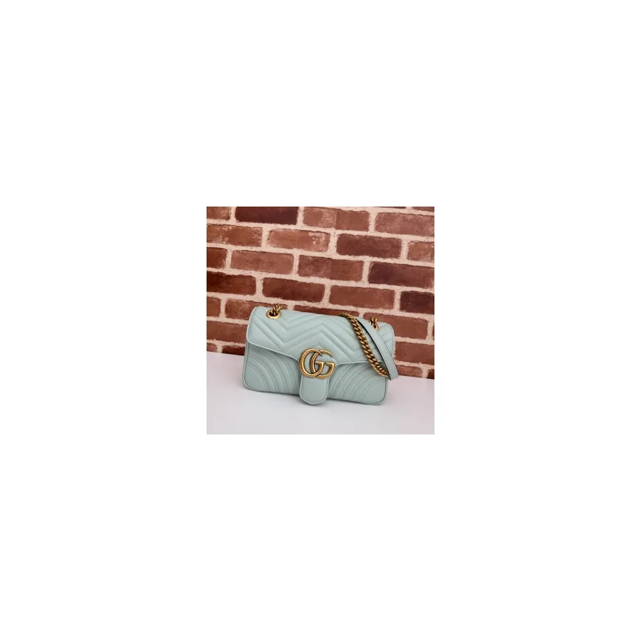 Gucci pale green Marmont flap bag — ref 770145