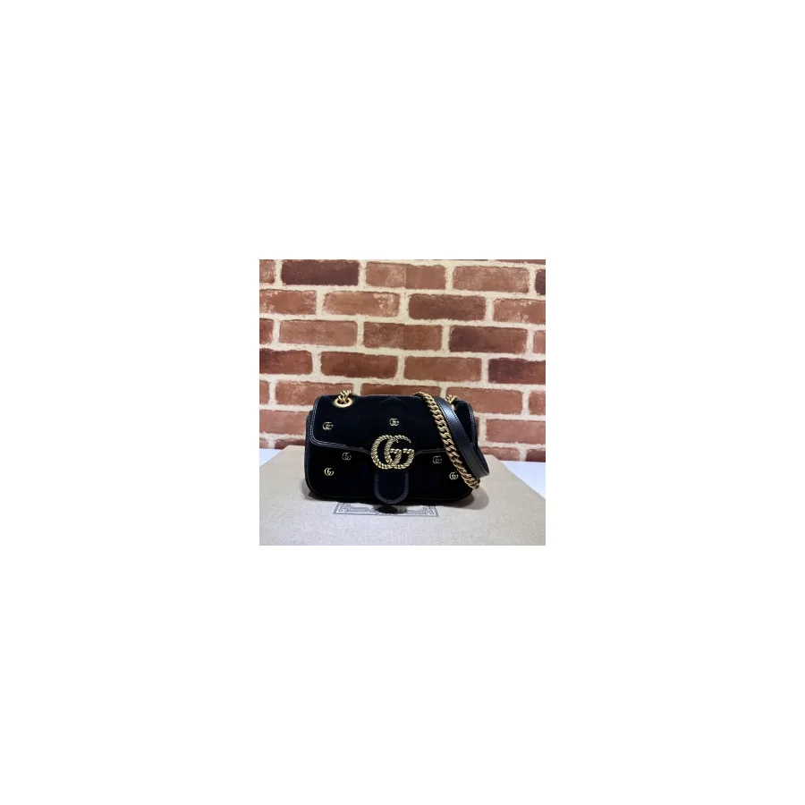 Gucci black Marmont flap bag — ref 770151