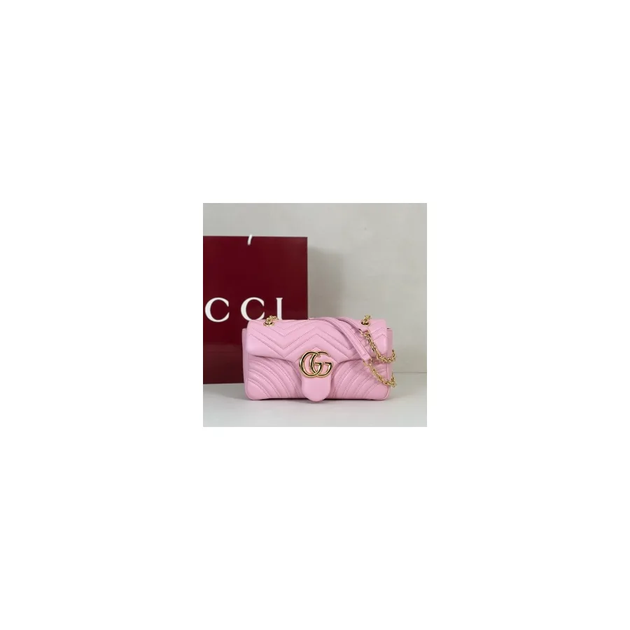 Gucci pale pink Marmont flap bag — ref 798820