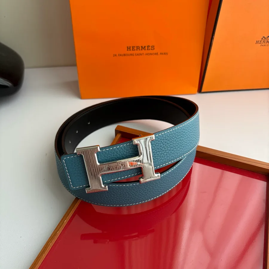 Hermès blue belt — ref 812144