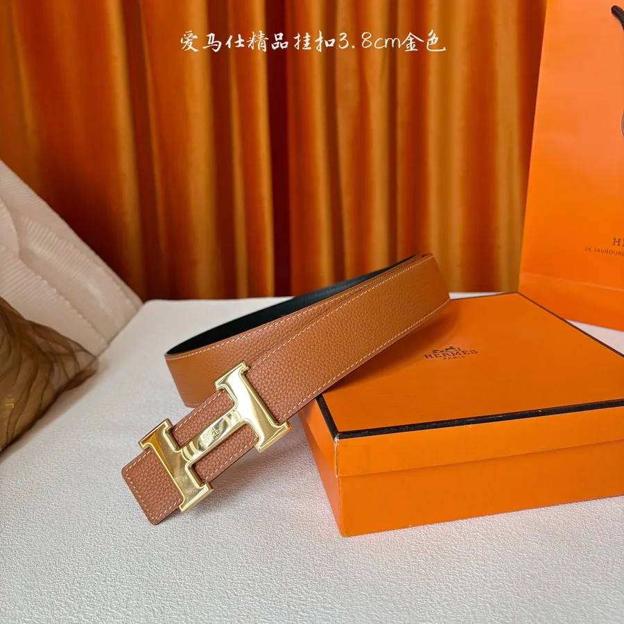 Hermès caramel belt — ref 754711
