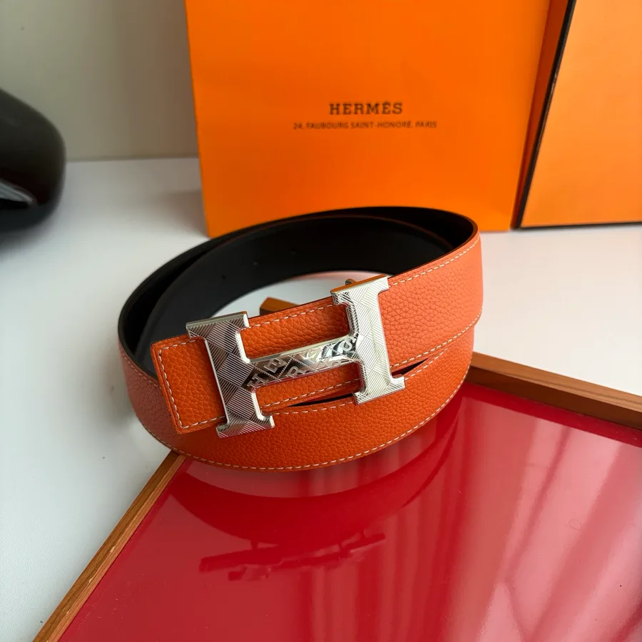 Hermès orange belt — ref 812134