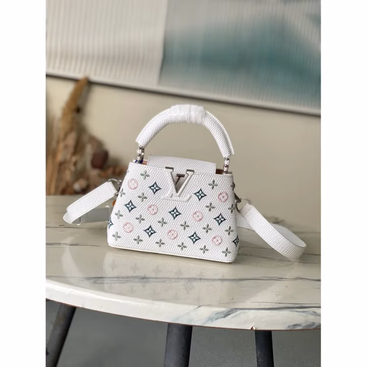 Louis Vuitton white canvas bag — ref 818636