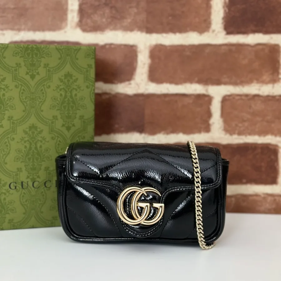 Gucci small bag catalog photo with compact structured body