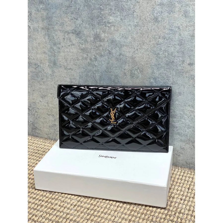 YSL quilted envelope clutch front catalog photo