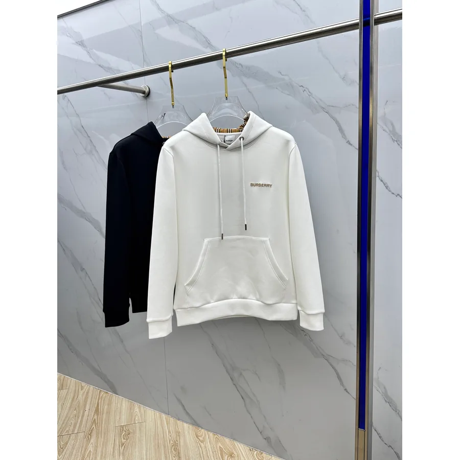 White Burberry hooded sweatshirt from the catalogue, shown against a plain background